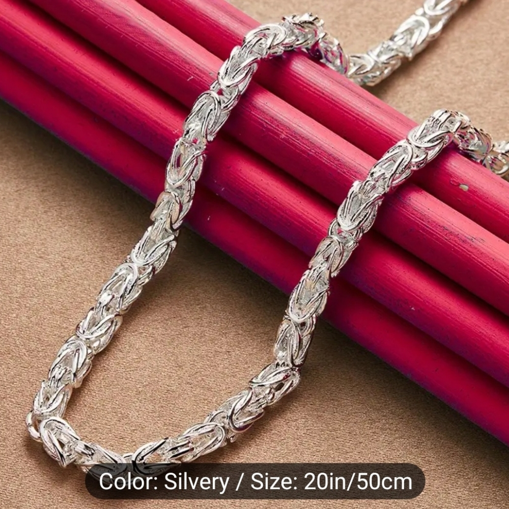 S925 Silvery-Plated Chain Necklace - Perfect Fashion Stylish Men's  Accessory